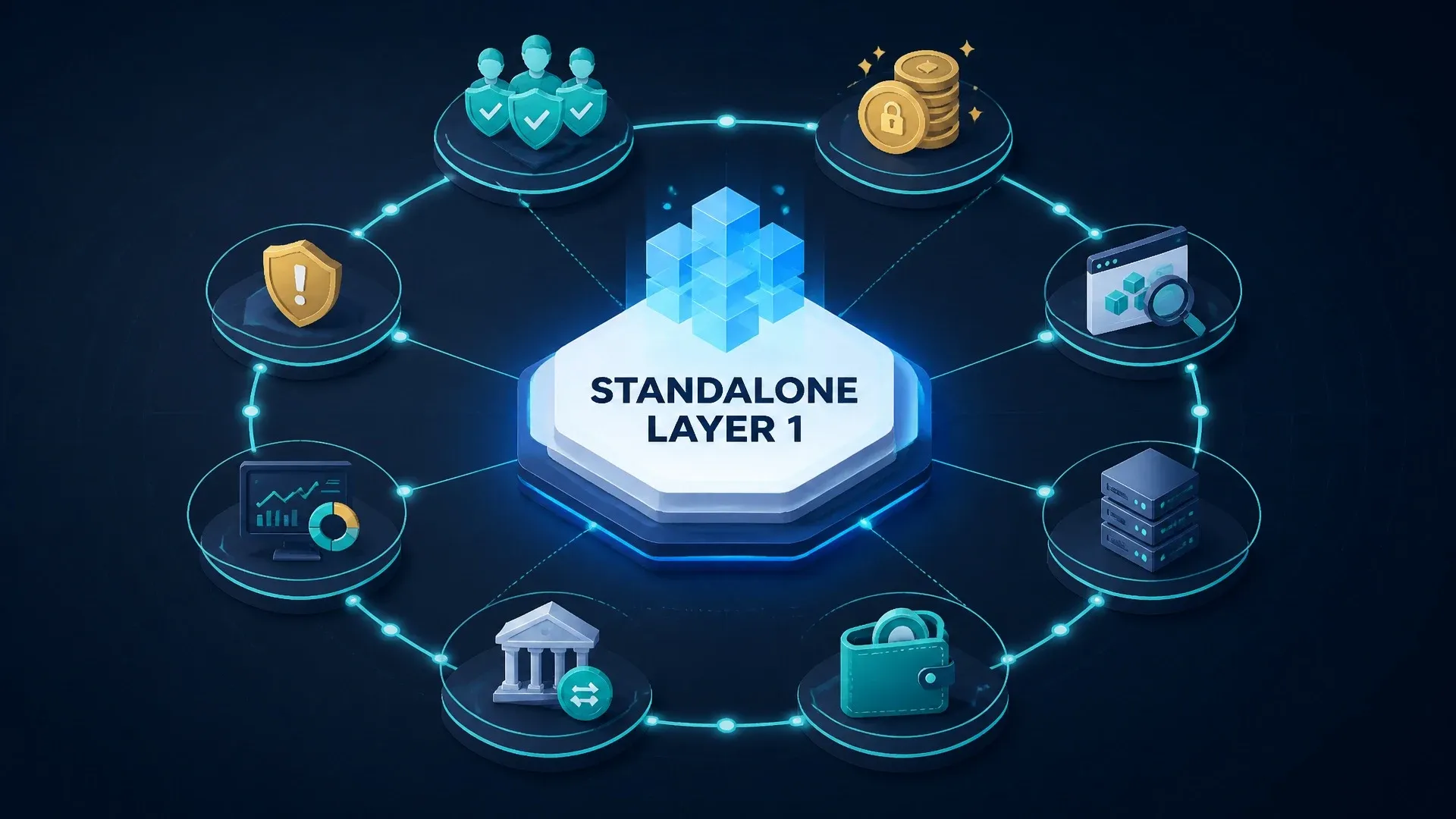 A standalone Layer 1 depends on validators, wallets, exchanges, monitoring, infrastructure, and security operations.