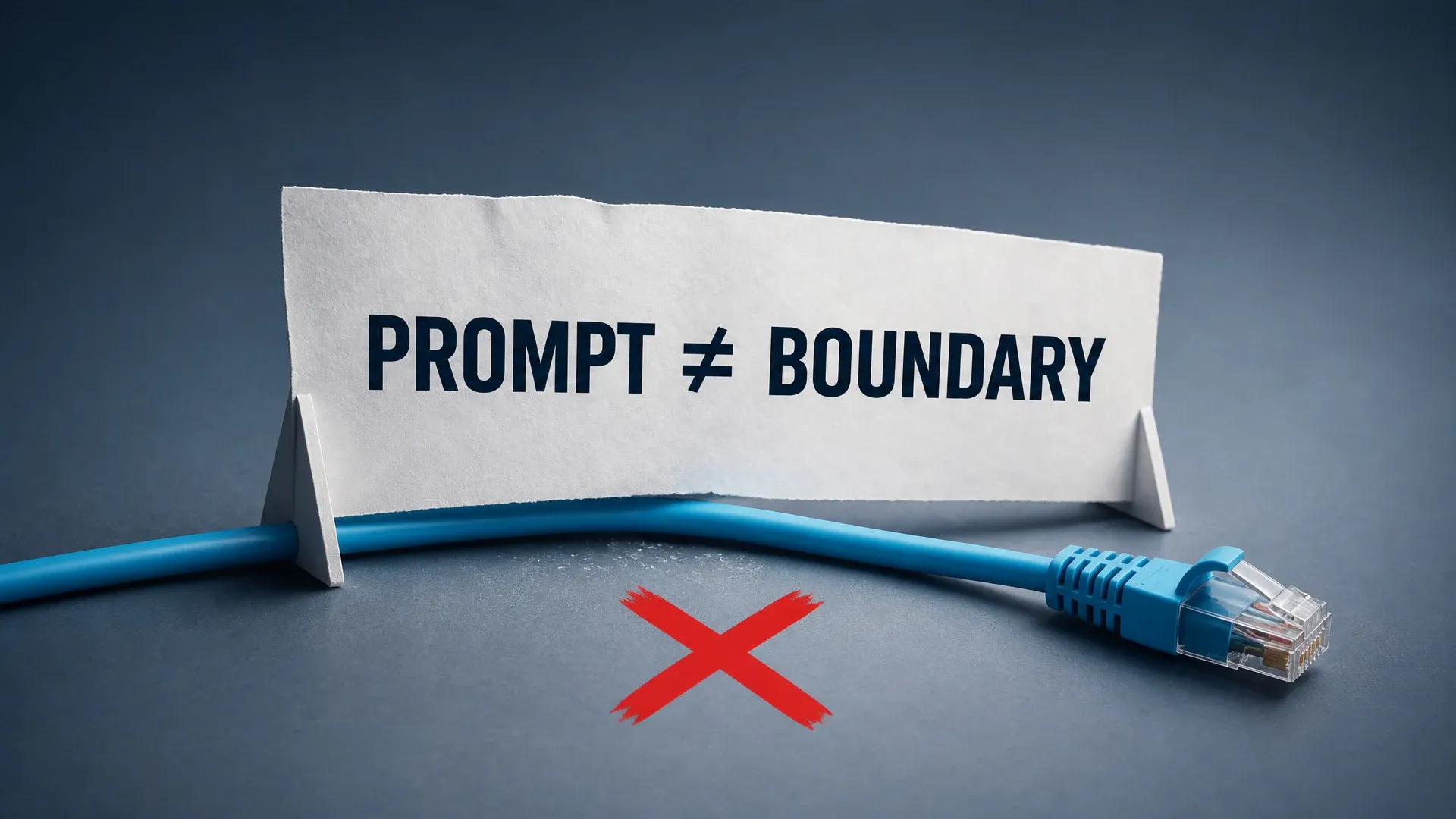 A network cable crossing a red X beneath the words Prompt does not equal boundary.