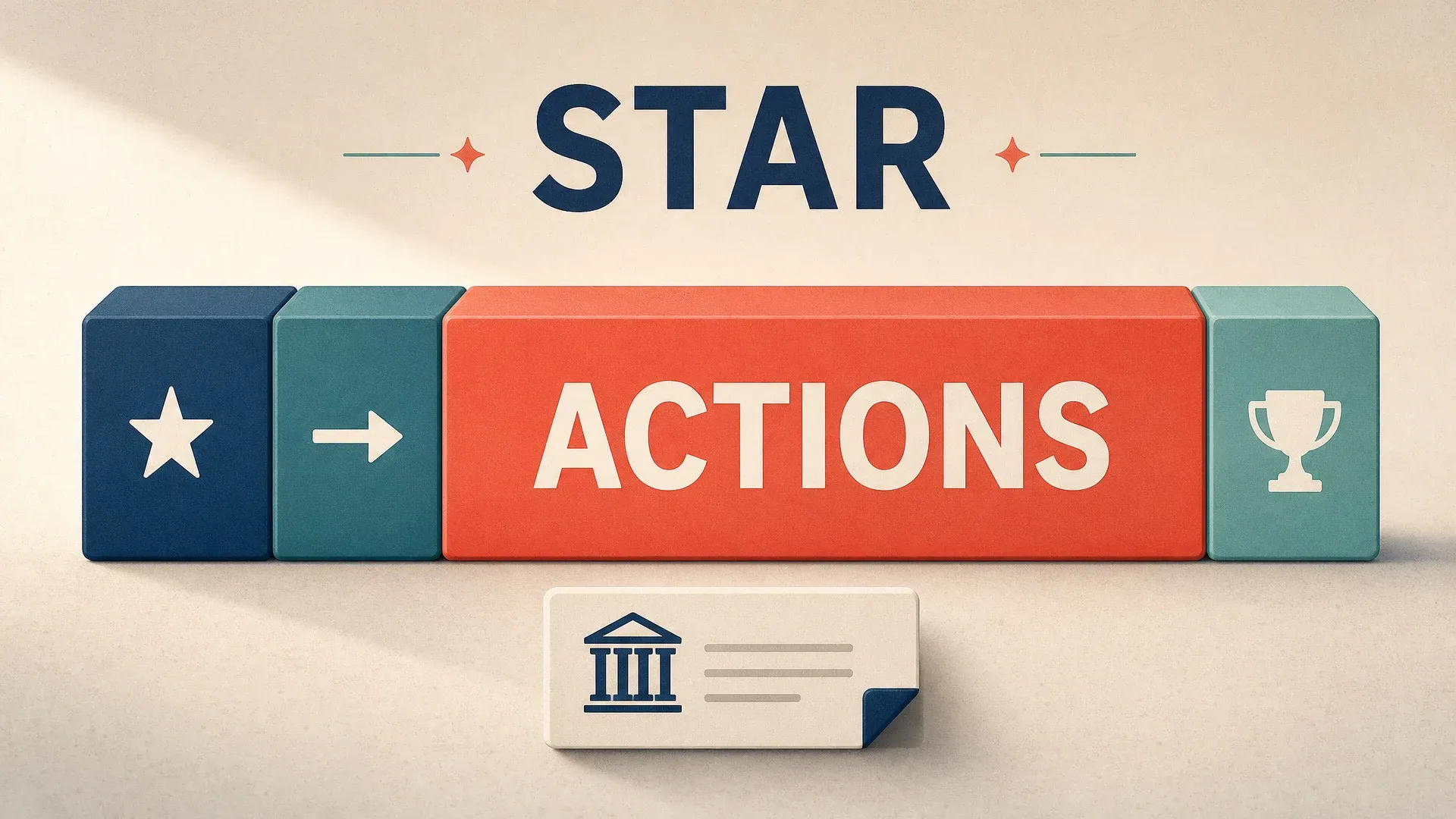 A STAR answer diagram emphasizing actions between the situation and the result.